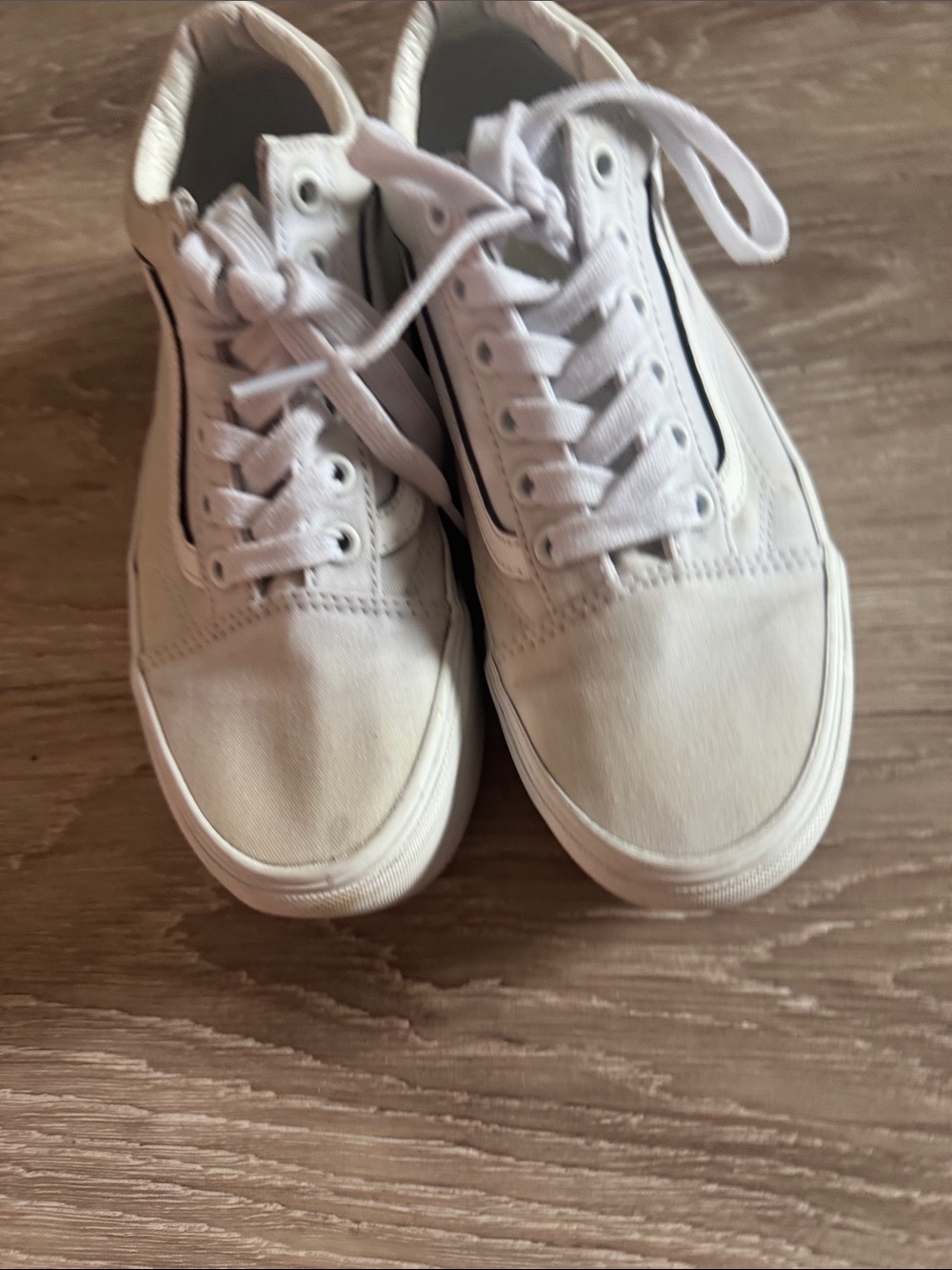 Vans White Low Top Canvas Sneakers